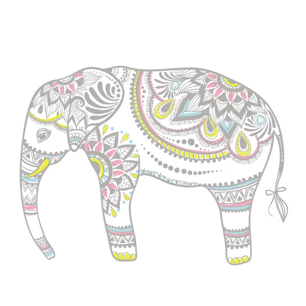Mandala Elefant Ilustrație Vectorială Desen Manual Elefant — Vector de stoc