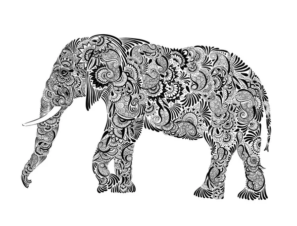 Mandala Elefant Ilustrație Vectorială Desen Manual Elefant — Vector de stoc