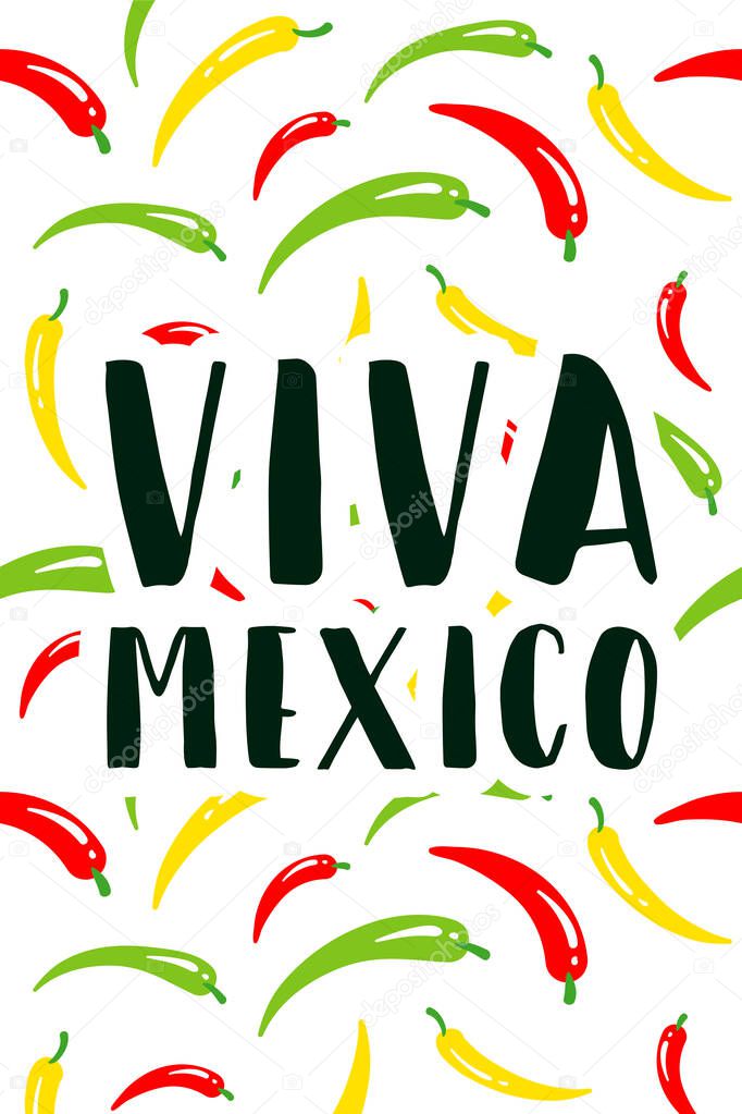 Mexican banner or card design Viva Mexico holiday, vector illustration EPS 10