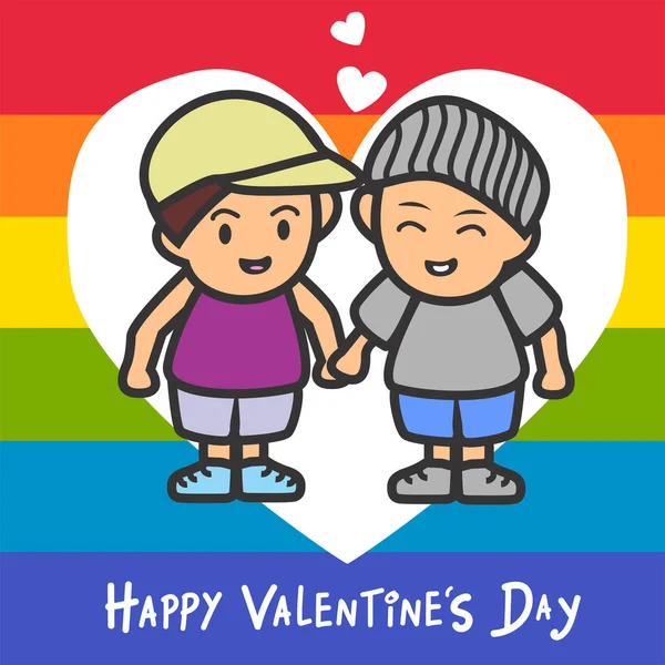 Pareja Gay Feliz Día San Valentín — Archivo Imágenes Vectoriales