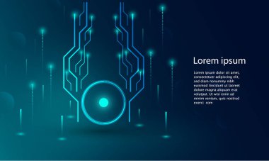 Mavi ışıklarla soyut teknoloji konsepti parçacık bağlantısı. mavi renk soyut ekran, yüksek hız internet teknolojisi. 