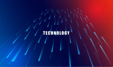 Mavi ve kırmızı ışıklı soyut teknoloji konsepti parçacık bağlantısı arka planı. mavi renk soyut ekran, yüksek hız internet teknolojisi.