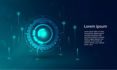 Mavi ışıklarla soyut teknoloji konsepti parçacık bağlantısı. mavi renk soyut ekran, yüksek hız internet teknolojisi. 