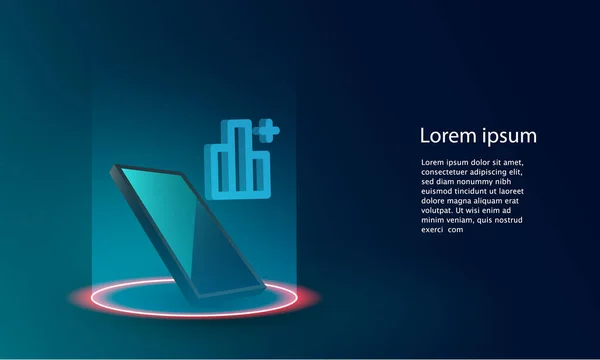 Tillämpning Smartphone Med Affärsdiagram Och Analysdata Isometrisk Mobiltelefon — Stock vektor