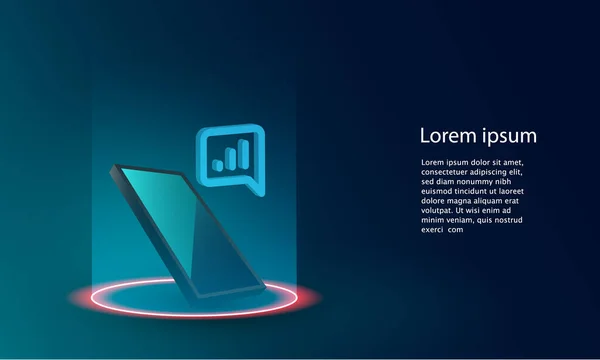 Tillämpning Smartphone Med Affärsdiagram Och Analysdata Isometrisk Mobiltelefon — Stock vektor