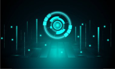 Soyut fütüristik teknoloji devre kavramı. Vektör illüstrasyonu. Teknoloji dijital dalga arkaplan kavramı.