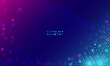 Teknoloji dijital dalga arkaplan kavramı. Güzel hareket eden noktalar, parlayan parlayan parçacıkların dokusu. teknoloji arkaplanı.