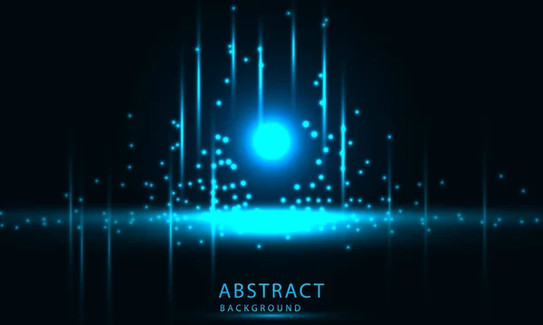 Futuristic Sci Abstract Blue Neon Light Shapes Black Background Diseño — Vector de stock