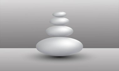 Uzayda asılı duran farklı boyutlardaki topların üç boyutlu çizimi. Beyaz arkaplanda 3B görüntüleme izole edildi.