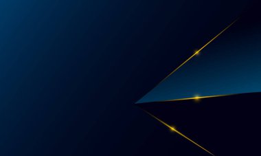 Soyut mavi çokgen üçgenler şekil arka planı altın çizgili ve ışıklandırma efekti lüks tarzı. İllüstrasyon Vektörü tasarımı dijital teknoloji kavramı.