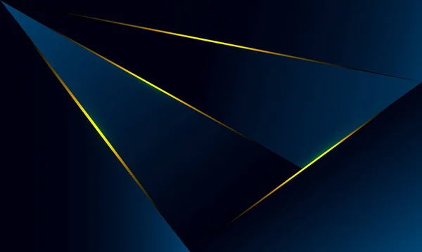 Abstrakte Blaue Polygon Dreiecke Formen Muster Hintergrund Mit Goldener Linie — Stockvektor