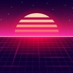 Retrowave Sunset Perspective Grid Futuristic Cyberpunk Neon Digital ...