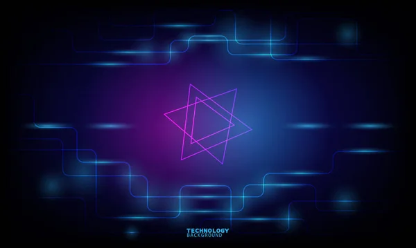 Tecnología Ilustración Vectorial Con Triángulos Sobre Fondo Azul Oscuro Rosa — Vector de stock