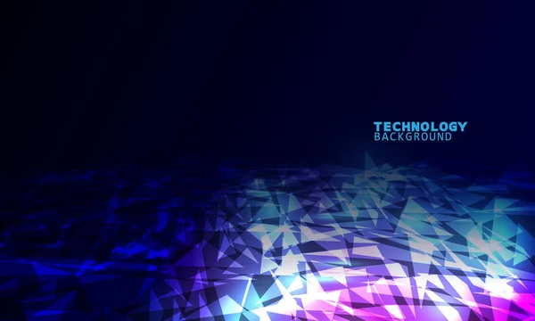 Tecnología Ilustración Vectorial Con Triángulos Sobre Fondo Azul Oscuro Rosa — Vector de stock