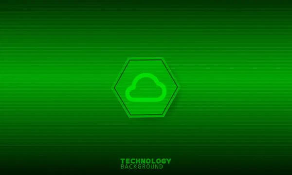 Icono Nube Hexágono Verde Con Fondo Verde — Vector de stock