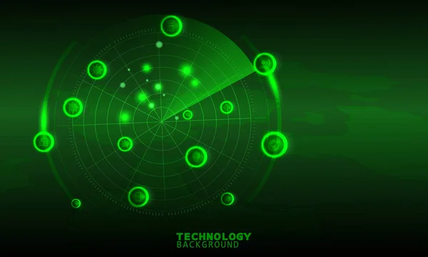 Concepto Tecnología Radar Scan Fondo Tecnología Efecto Neón Concepto Placa — Vector de stock