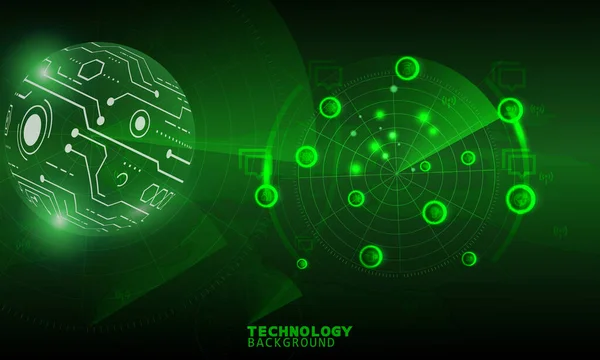 Radar Scan Technologie Concept Technologische Achtergrond Neon Effect Het Concept — Stockvector