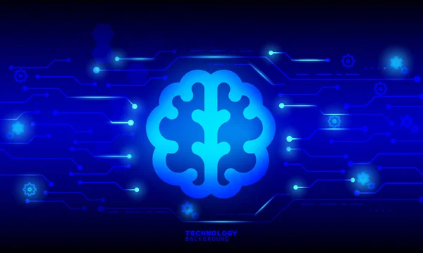 Brain Business Innovációs Technológiai Koncepció Technológiai Háttér Neon Hatás Áramköri — Stock Vector