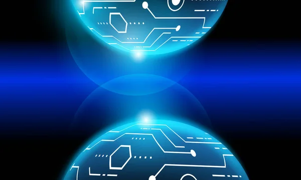 技術的背景 青い色のネオン効果 回路基板のコンセプト ハイテクデジタル技術 — ストックベクタ