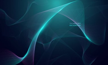 Soyut dalga teknolojisi arka planında mavi ışık pürüzsüz ve akışkan. Büyük veri. Soyut arkaplan 3d oluşturma.