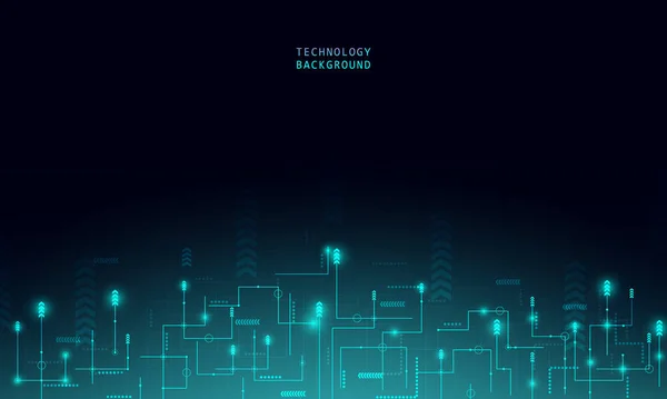 Concept Technologie Abstraite Fond Connexion Particule Avec Des Lumières Bleues — Image vectorielle