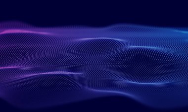 Soyut dalga teknolojisi arka planında mavi ışık pürüzsüz ve akışkan. Büyük veri. Soyut arkaplan 3d oluşturma.