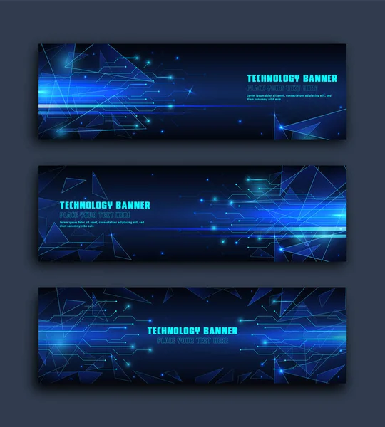 Technology Concept Web Banner Template Brochure Blue Colour Abstract Tech — Stock Vector