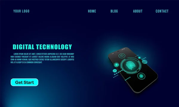 Technology Concept Web Banner Template Brochure Blue Colour Abstract Tech — стоковый вектор