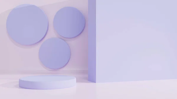 Mavi Pastel Arka Planda Podyum Standı Boyutlu Görüntüleme Sunum Için — Stok fotoğraf