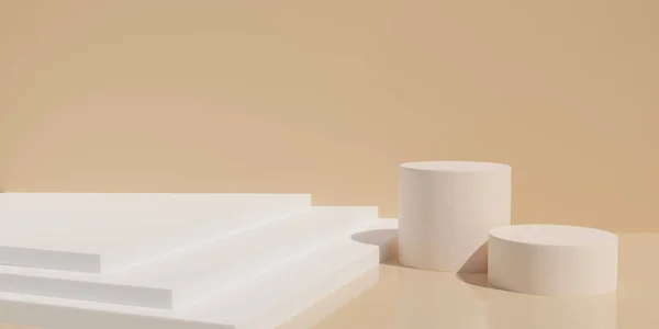 Kahverengi Pastel Arka Planda Podyum Standı Boyutlu Görüntüleme Sunum Için — Stok fotoğraf