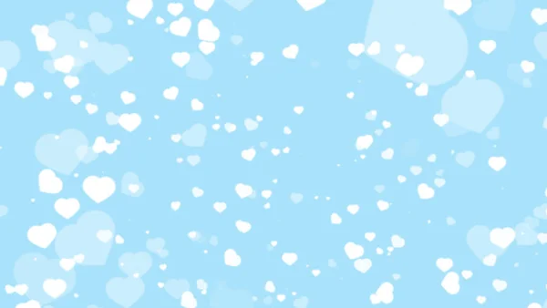 小さな白いトーン百心の要素とパステルブルーの背景に大きな心をぼかす — ストック写真