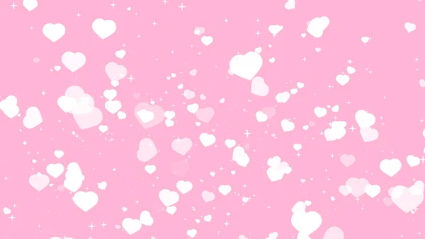 Розмитий Елемент Білі Великі Серця Блискучою Зіркою Обертається Фоні Рожевої — стокове фото