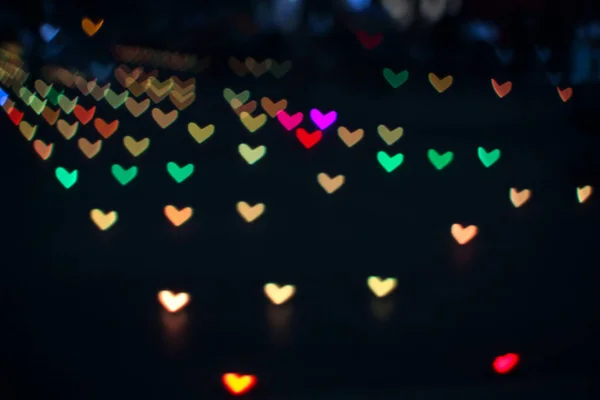 Rainbow Colorful Bokeh Blur Line Heart Shape Love Valentine Day — Stock Photo, Image