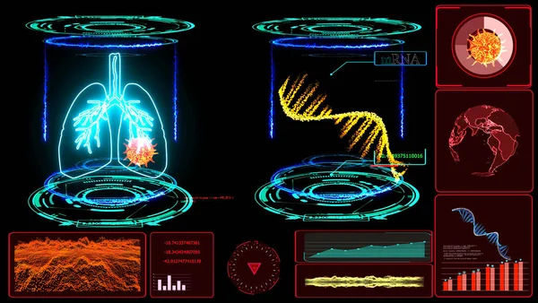 Mrna Modell Gyógyítására Tüdő Szimuláció Számítógépes Digitális Laboratóriumi Kapszula Lézerkék Stock Kép