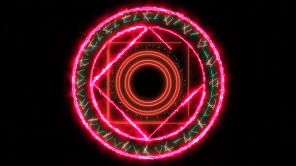 魔法圈强大的红光能量激光与双天六星 — 图库视频影像