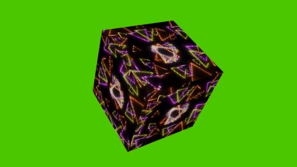 Cubo e luz triangular abstração flutua e gira em torno de — Vídeo de Stock