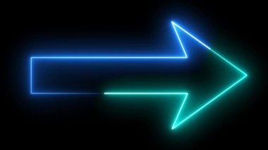 Ok ışığı aqua ve mavi renkli lazer hızlı hareket simgesi siyah ekranda
