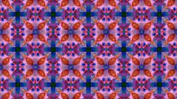 Abstrato refeção flores padrão textura fundo, escuro dimensão arco-íris bolhas com corações dançantes com estrela branca — Vídeo de Stock