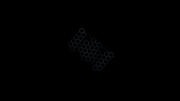 Hexagon wire animation super zoom in the end, concept quantum cryptography security technology — Stock Video