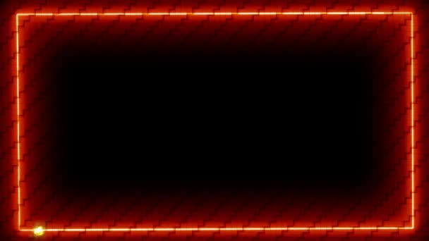 Orange energy on border glow red color laser slow move on brick wallpaper texture background — Stock Video