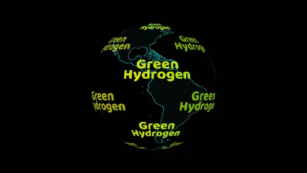 数码世界地图与绿色氢绿色文字 概念作为替代燃料的清洁能源 — 图库照片