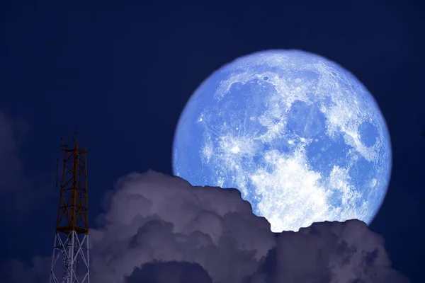 Luna Llena Nieve Cielo Nocturno Espalda Nube Silueta Señal Polo — Foto de Stock