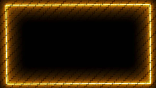 Orange Neon Light Border Glow Brick Wallpaper Texture Background — Stock Photo, Image