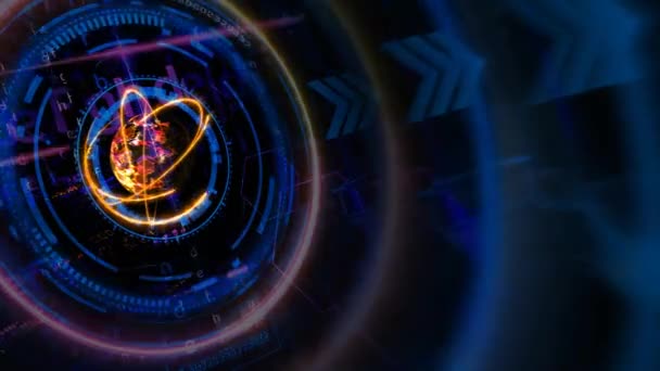 Tehnologie Futuristă Computerizată Cuantică Nucleu Digital Proces Holografic Atom Analiză — Videoclip de stoc