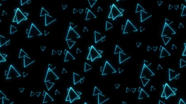 Сотні Трикутників Синій Акваріумний Елемент Розмір Обертається Абстрактний Чорний Фон — стокове відео