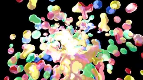 Abstract Regenboog Vloeibare Fontein Stromend Het Zwarte Scherm — Stockvideo
