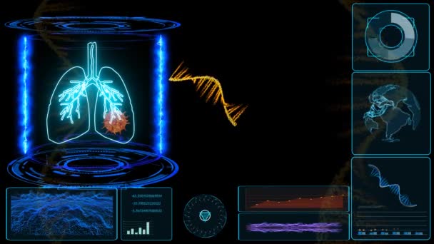 Bilgisayar Dijital Laboratuvarındaki Simülasyonu Tedavi Etmek Için Mrna Modeli Lazer — Stok video