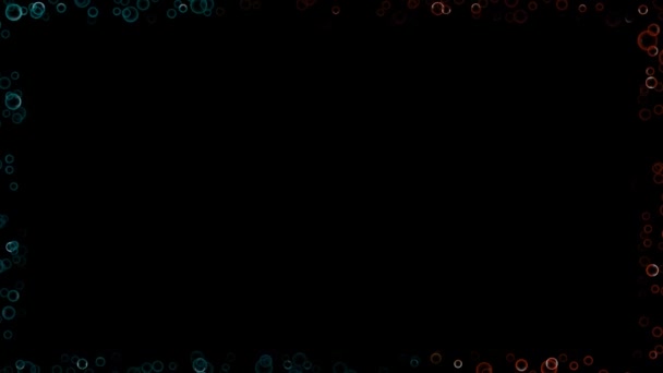 Абстрактні Бульбашки Бордюр Червона Синя Енергія Світіння Кульковим Світлом Рухається — стокове відео