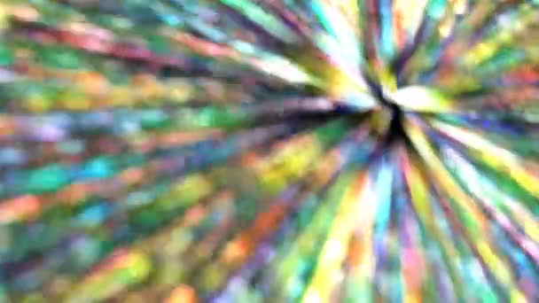 Абстрактная Симуляция Вспышки Звезды Миллионы Размытых Светящихся Радужных Лучей Массивной — стоковое видео