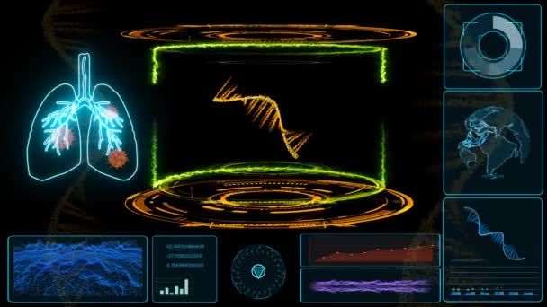 Mrna Laboratório Digital Computador Simulação Com Laser Verde Anel Trovão — Vídeo de Stock